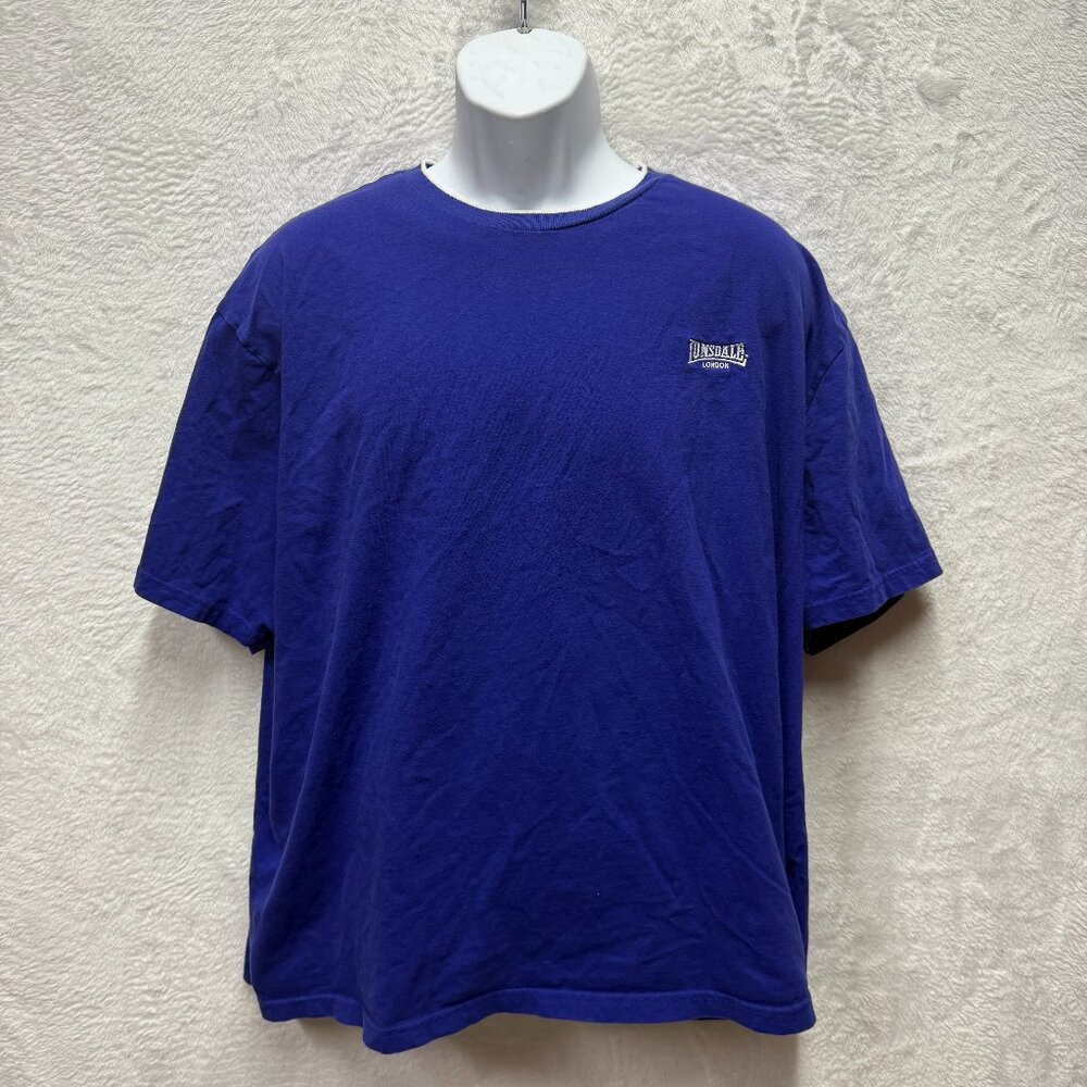 Lonsdale London Tee Shirt Mens 4XL Royal Blue Knit Cotton Logo Everyday Wear